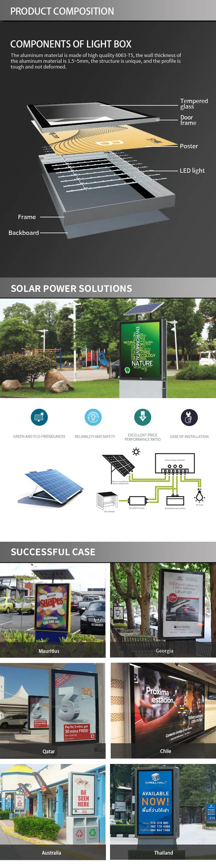 Hot Sale Outdoor Board Advertising Static Lamp Ploe Light Box